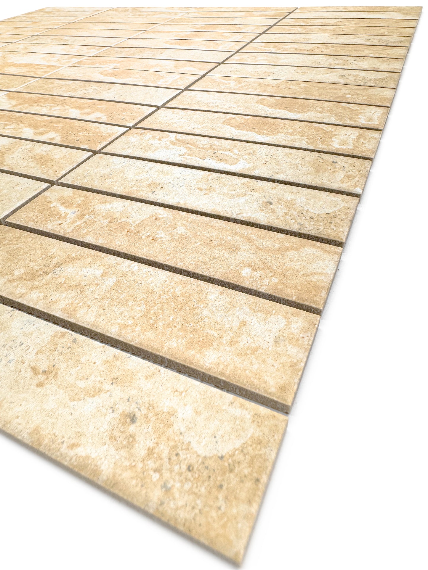 Limestone Essence Series Tan Beige Matte Long Strip Porcelain Mosaic