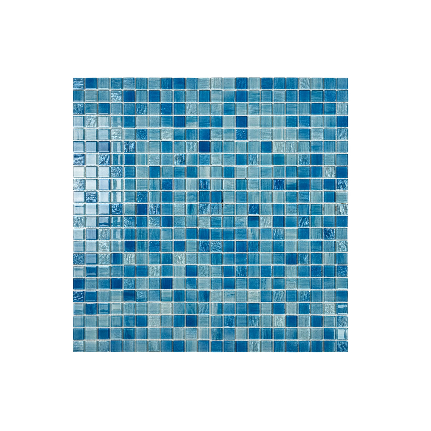 Noble Haven Light Blue & baby Blue & French Blue Mixed Cloud Hand-Drown Crystal Glass Mosaic