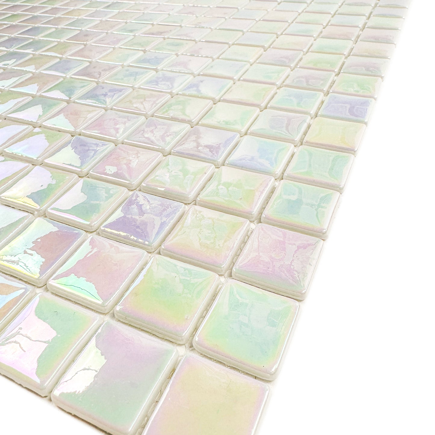 Regal Europe Series White Iridescent Glossy Recycled Glass Mosaic
