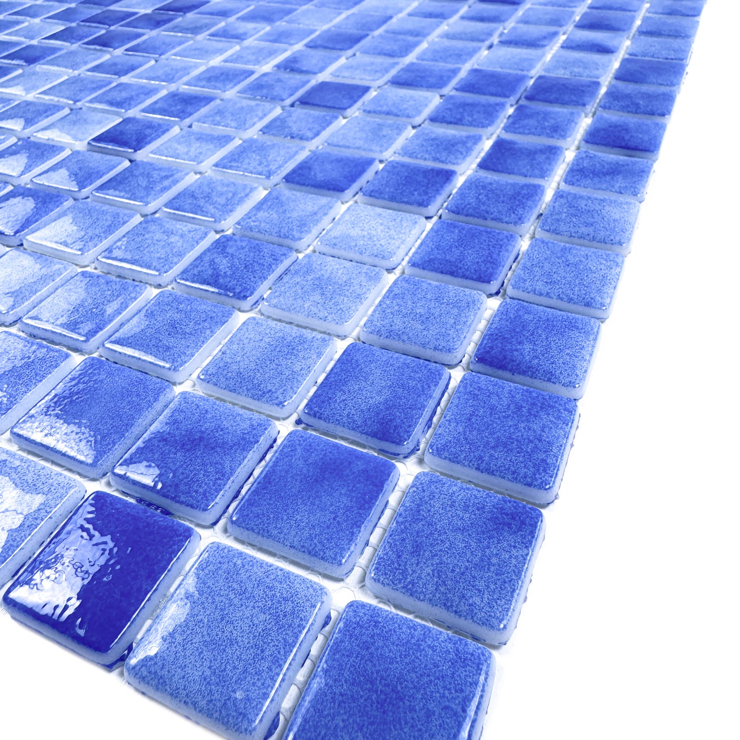 Regal Europe Series Azure Blue & Neon Blue & Navy Blue Mixed Glossy Recycled Glass Mosaic