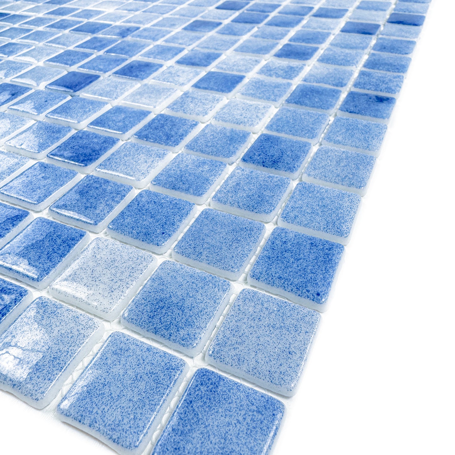 Regal Europe Series Azure Blue & Baby Blue Mixed Glossy Recycled Glass Mosaic