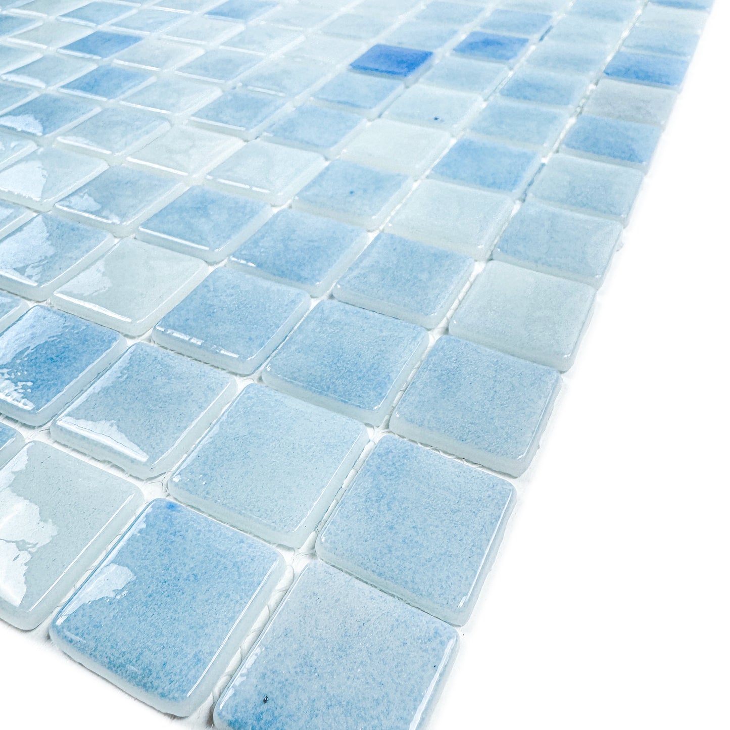 Regal Europe Series Light Blue & Baby Blue Glossy Recycled Glass Mosaic