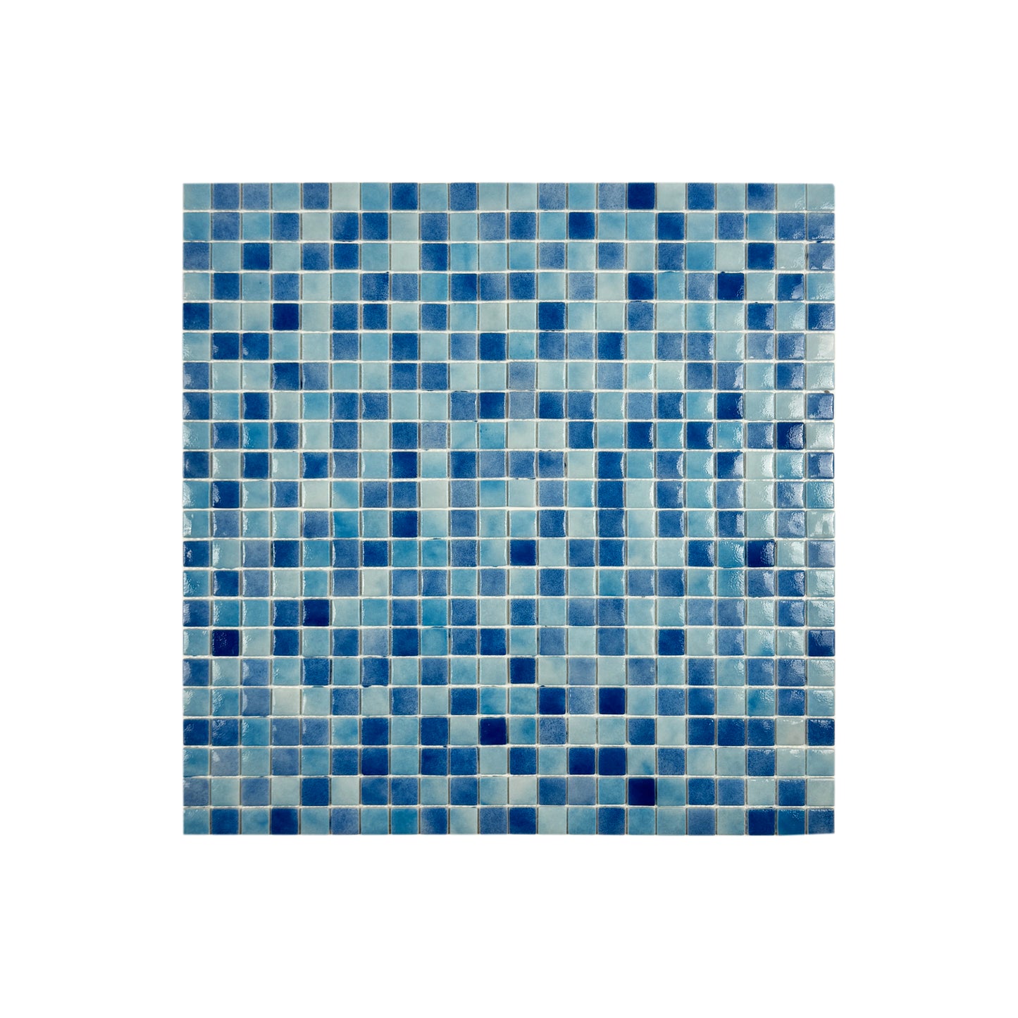 Regal Europe Series Light Blue & Baby Blue & Cobalt Blue Mixed Glossy Recycled Glass Mosaic