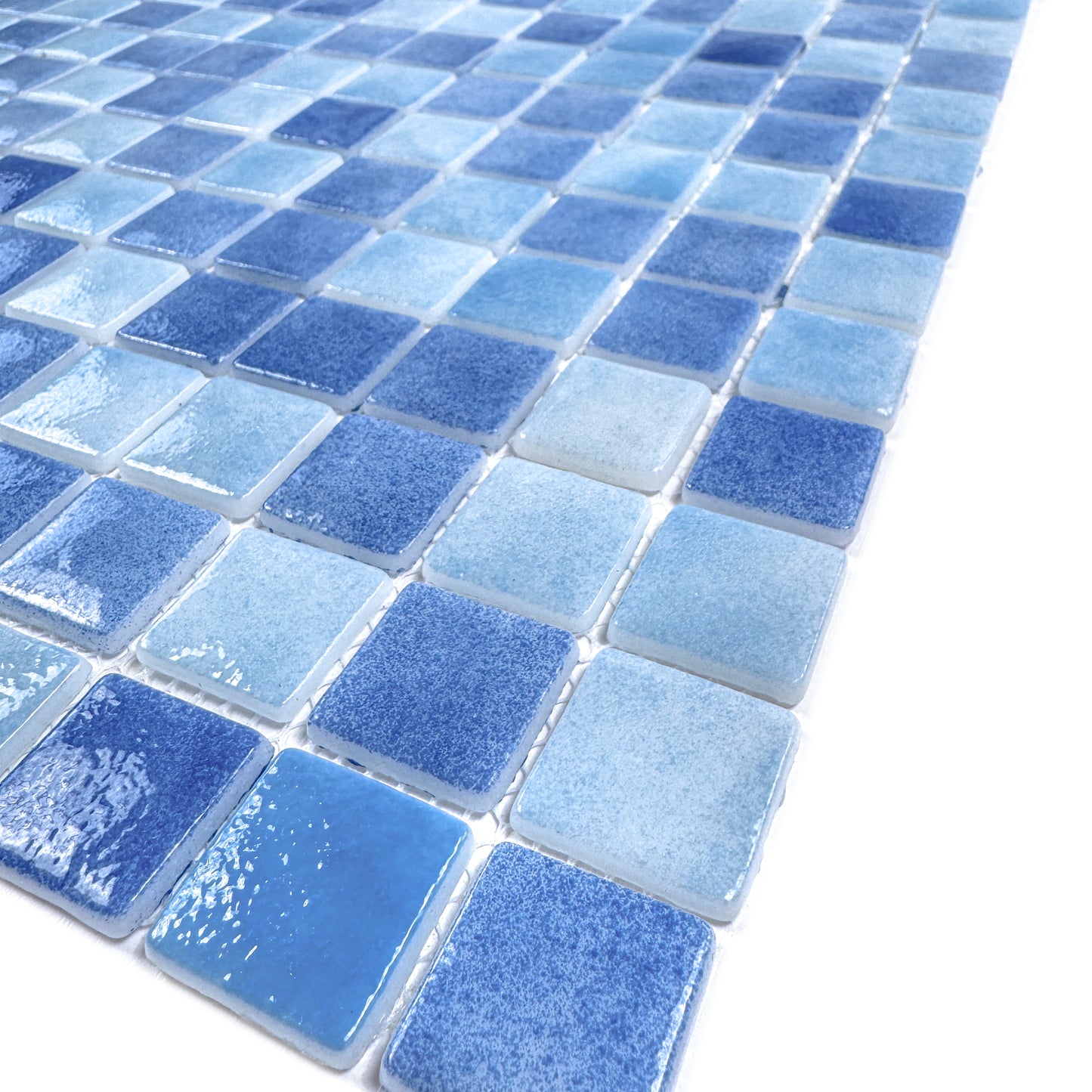 Regal Europe Series Light Blue & Baby Blue & Cobalt Blue Mixed Glossy Recycled Glass Mosaic