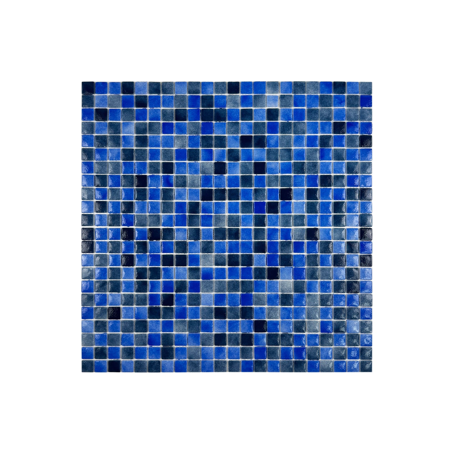 Regal Europe Series Neon Blue & Yale Blue Mixed Glossy Recycled Glass Mosaic