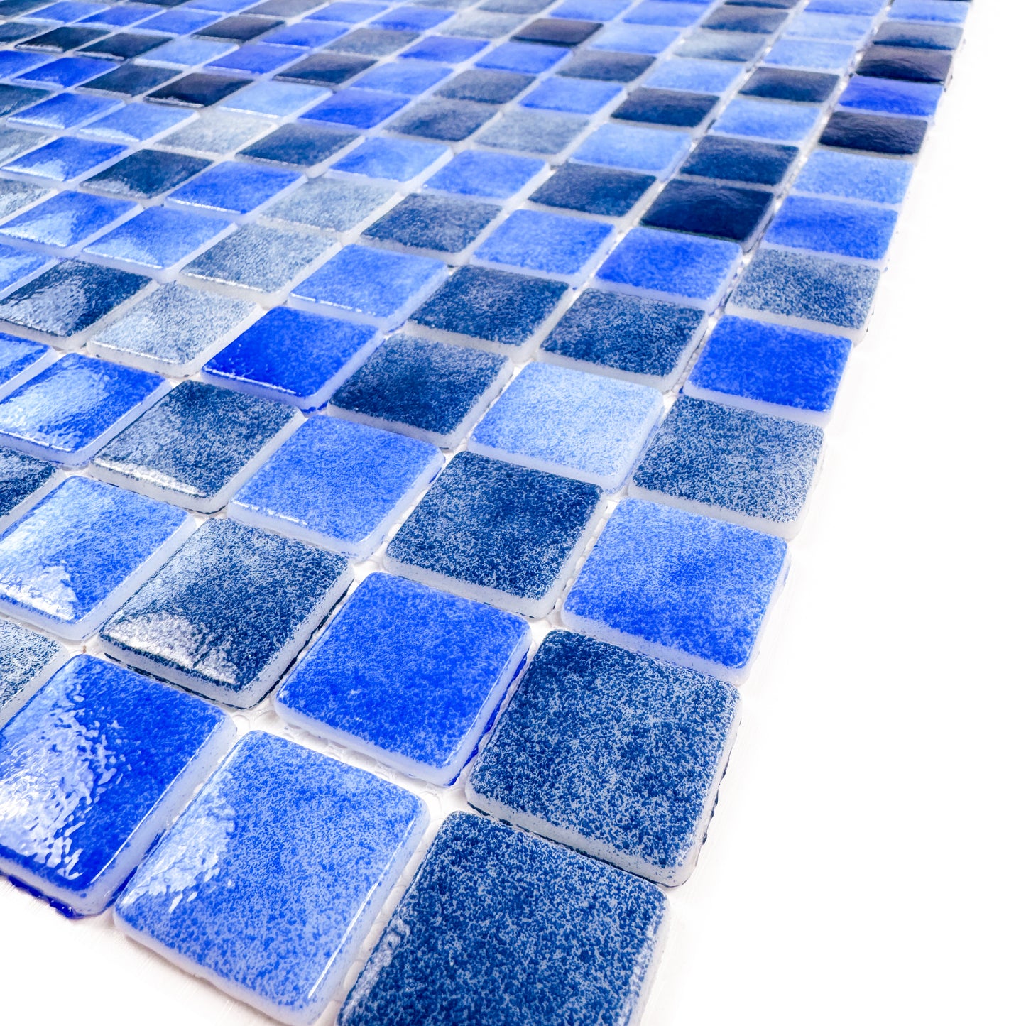 Regal Europe Series Neon Blue & Yale Blue Mixed Glossy Recycled Glass Mosaic