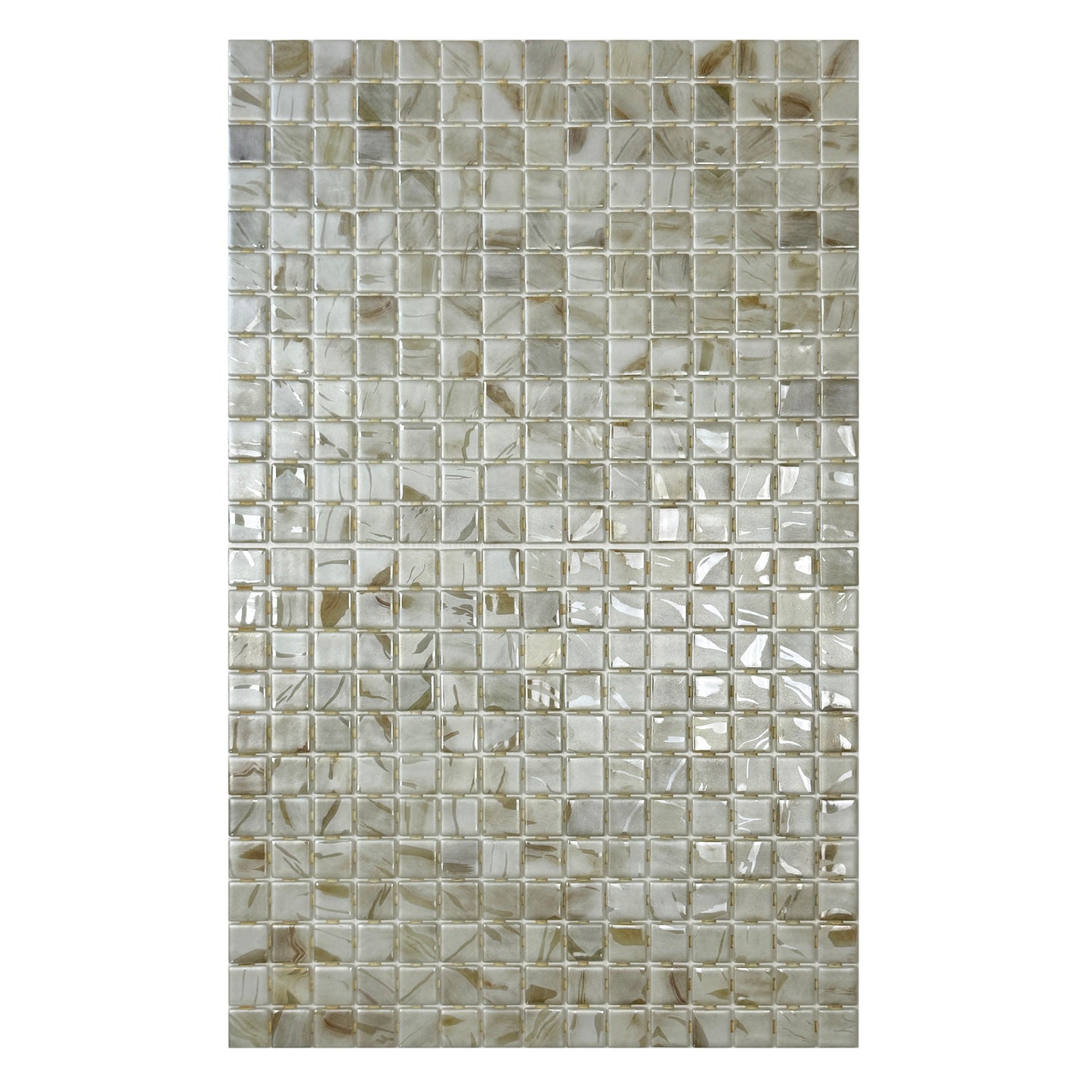 Spanish Mosaic Series Off White & Beige & Light Tan Streaks And Swirls Texture Recycled Glass Mosaic