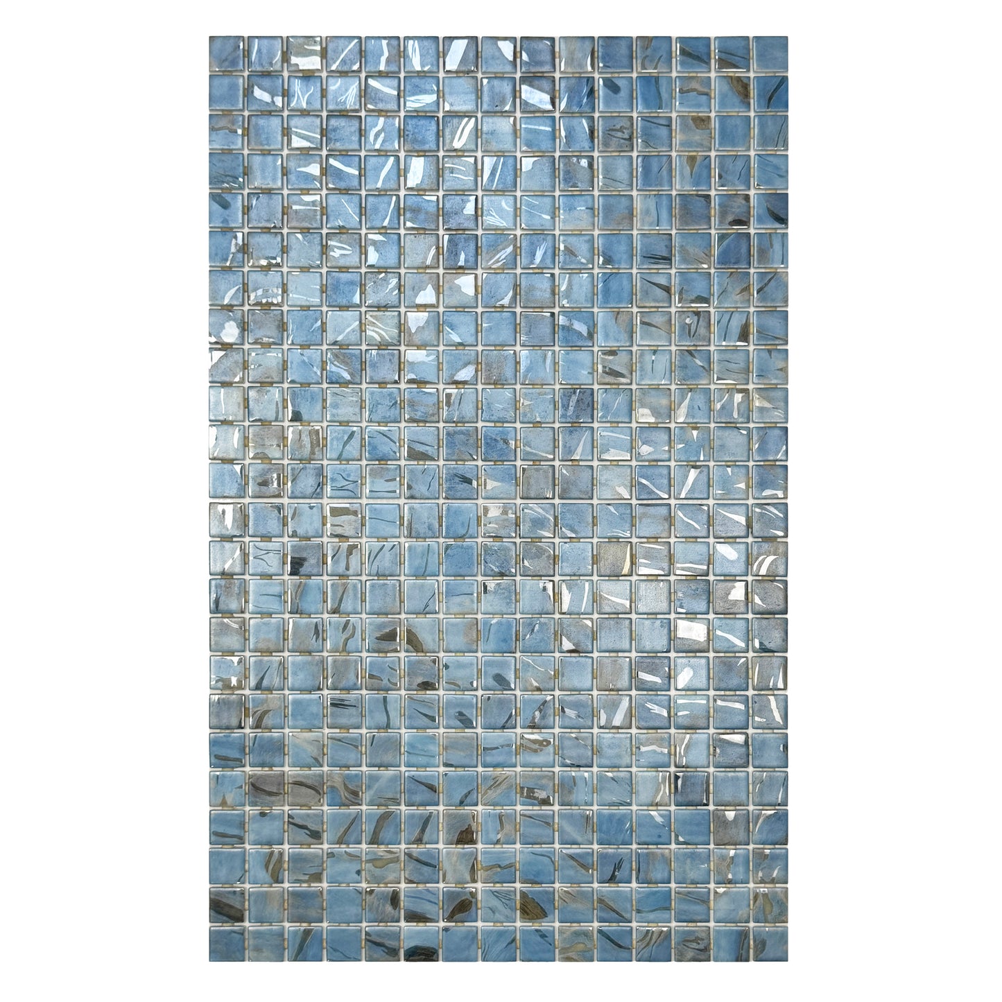 Spanish Mosaic Series Sky Blue &Baby Blue & Earthy Brown Streaks And Swirls Texture Recycled Glass Mosaic