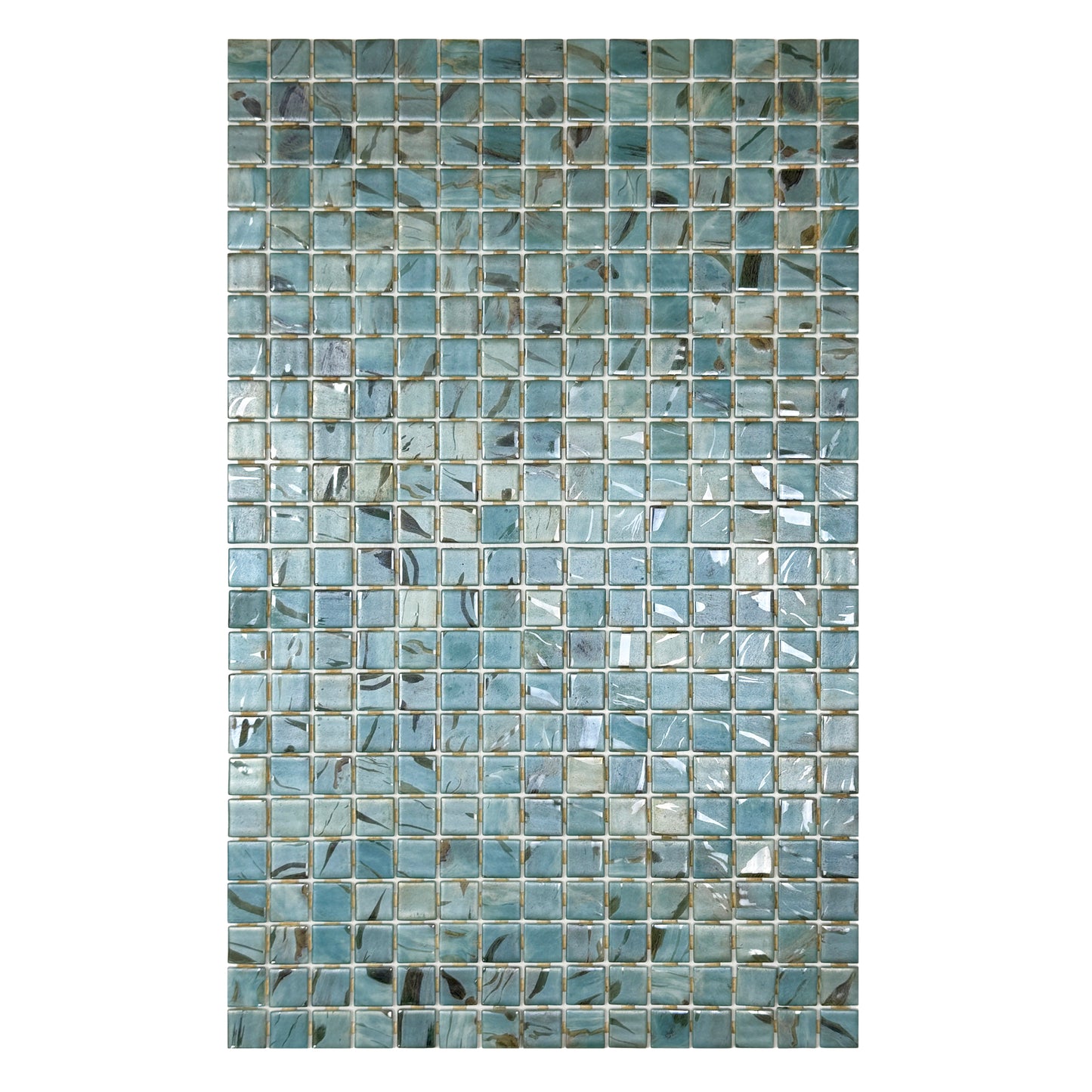 Spanish Mosaic Series Light Blue & Nile Blue & Coffe Brown Streaks And Swirls Texture Recycled Glass Mosaic