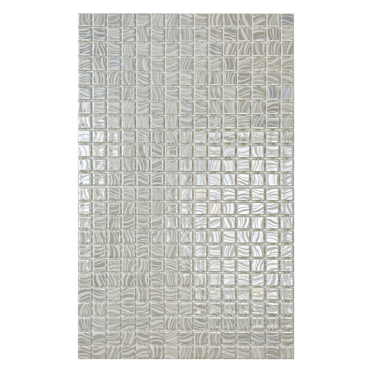 Spanish Mosaic Series Milky White Shinny Streaks And Swirls Texture Recycled Glass Mosaic