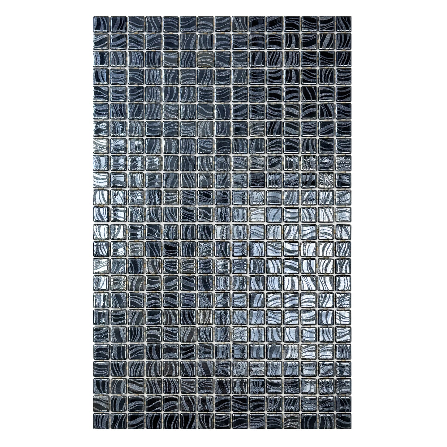 Spanish Mosaic Series Iron Grey & Ash Grey Shinny Streaks And Swirls Texture Recycled Glass Mosaic