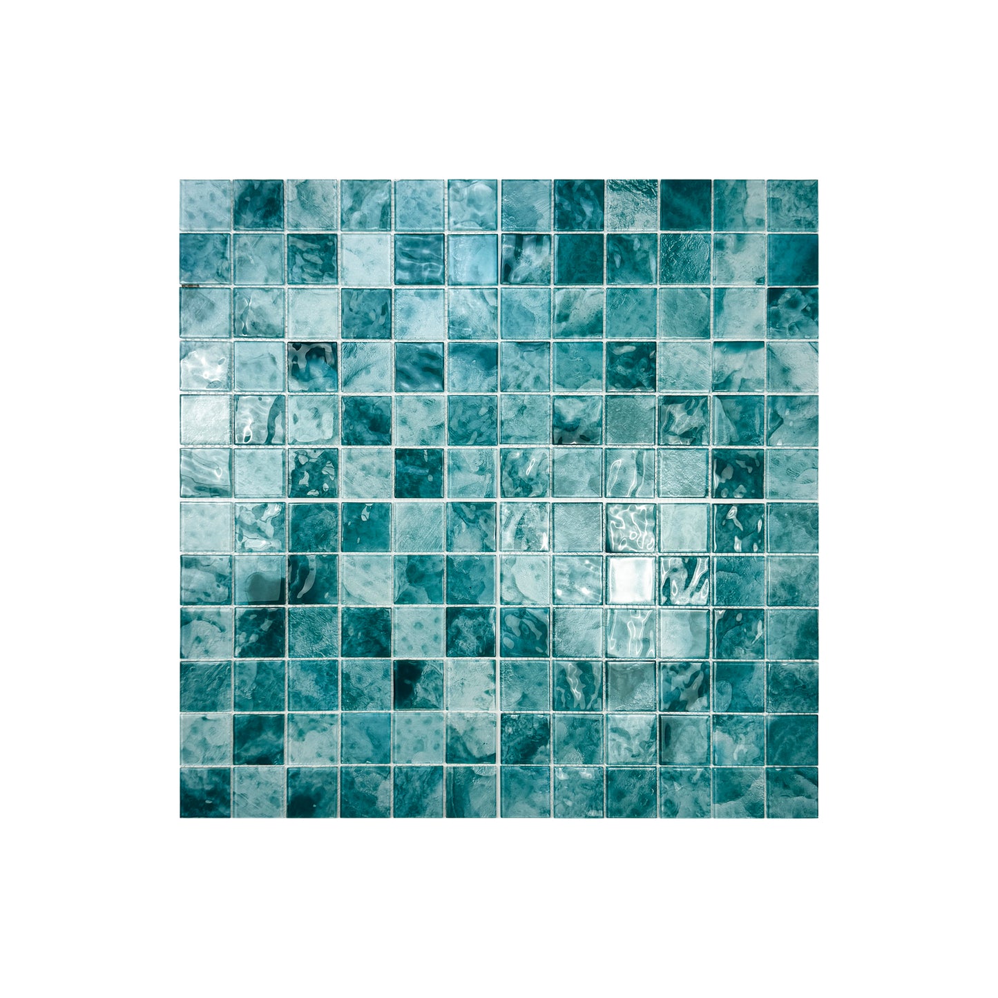 Marble Mirage Series Light Blue & Tiffany Blue Mixed Marble Transparent Texture Crystal Glass Mosaic