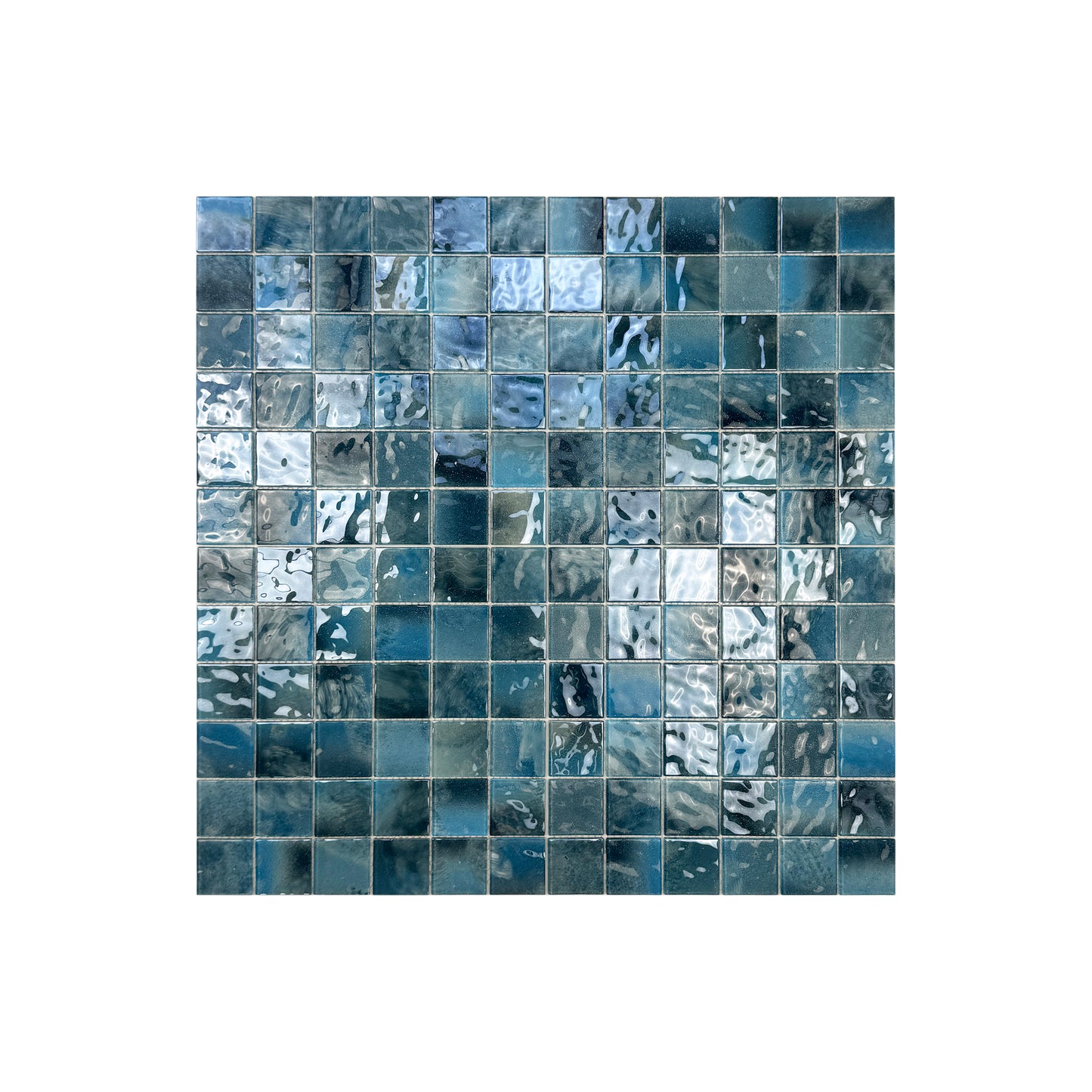 Marble Mirage Series Baby Blue & Tiffany Blue & Sapphire Blue Mixed Marble Transparent Textures Crystal Glass Mosaic