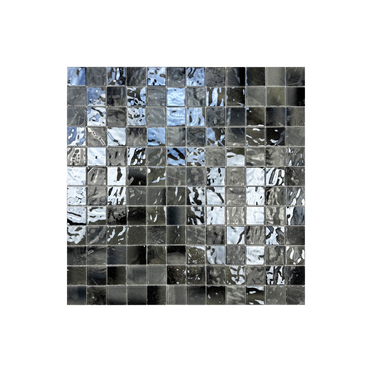 Marble Mirage Series Seal Grey & Iron Grey & Black Mixed Marble Transparent Textures Crystal Glass Mosaic( Chip Size: 48X48X4 mm , 11pcs/sqm, per sqm selling)