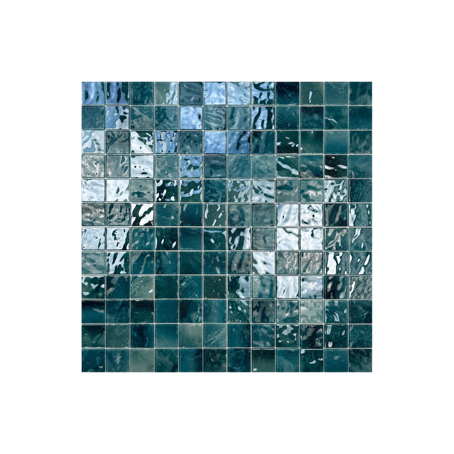 Marble Mirage Series Tiffany Blue & Sapphire Blue & Yale Blue Mixed Marble Transparent Textures Crystal Glass Mosaic