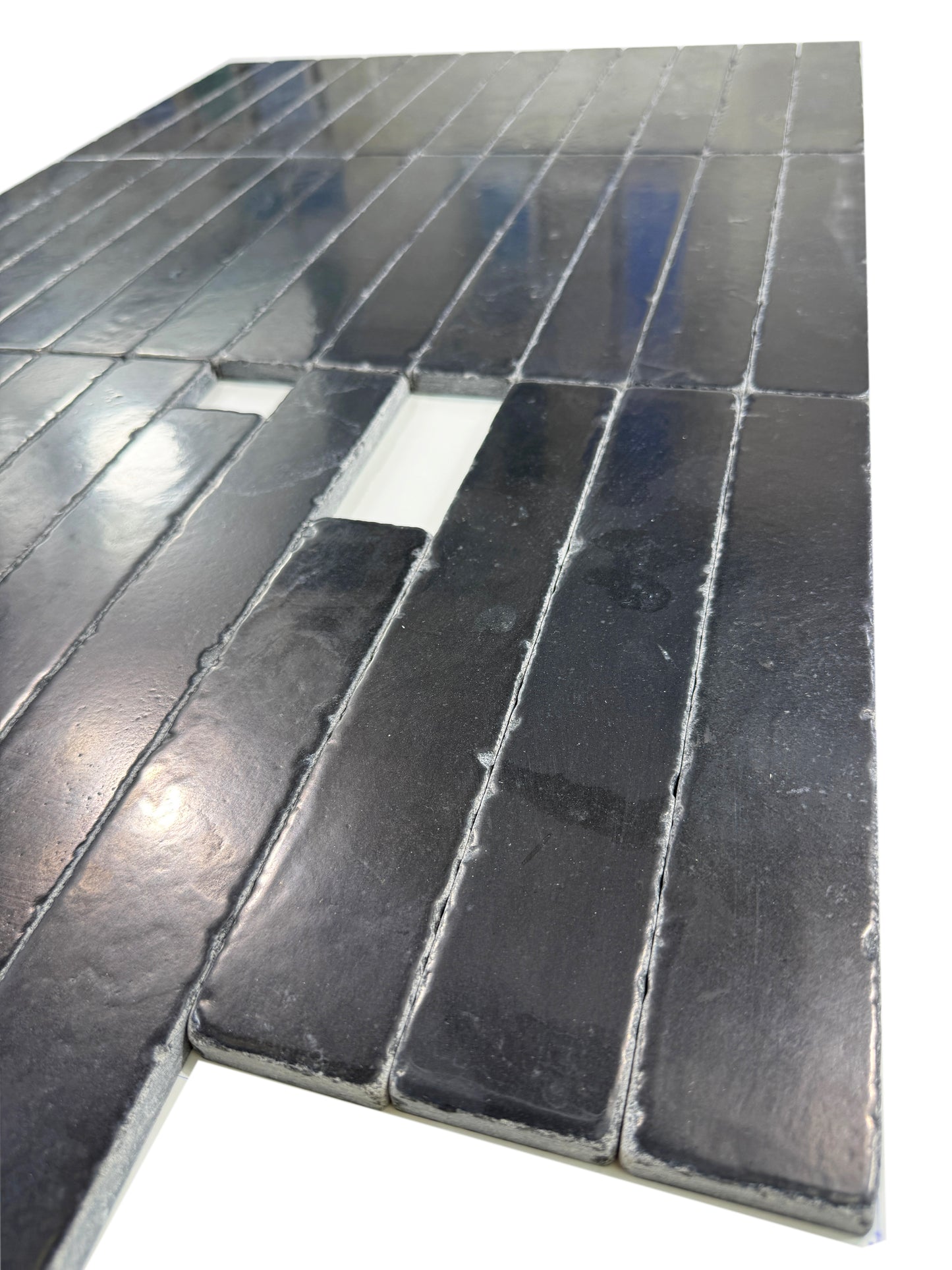 Verona Series Black Limestone Tumble & Brush Surface Marble Tile