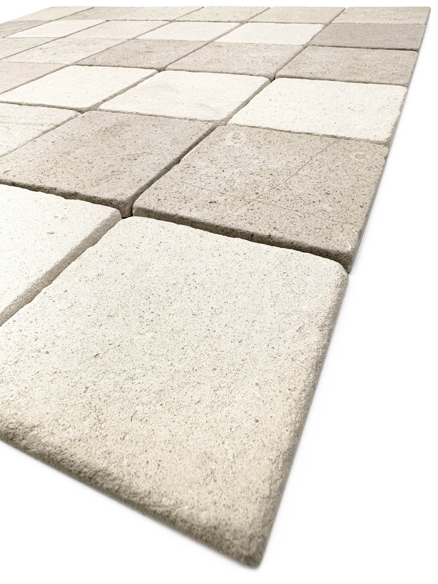 Rome Vestige Series Square Moca Crema Limestone Tumble & Brush Leather Surface Marble Tile