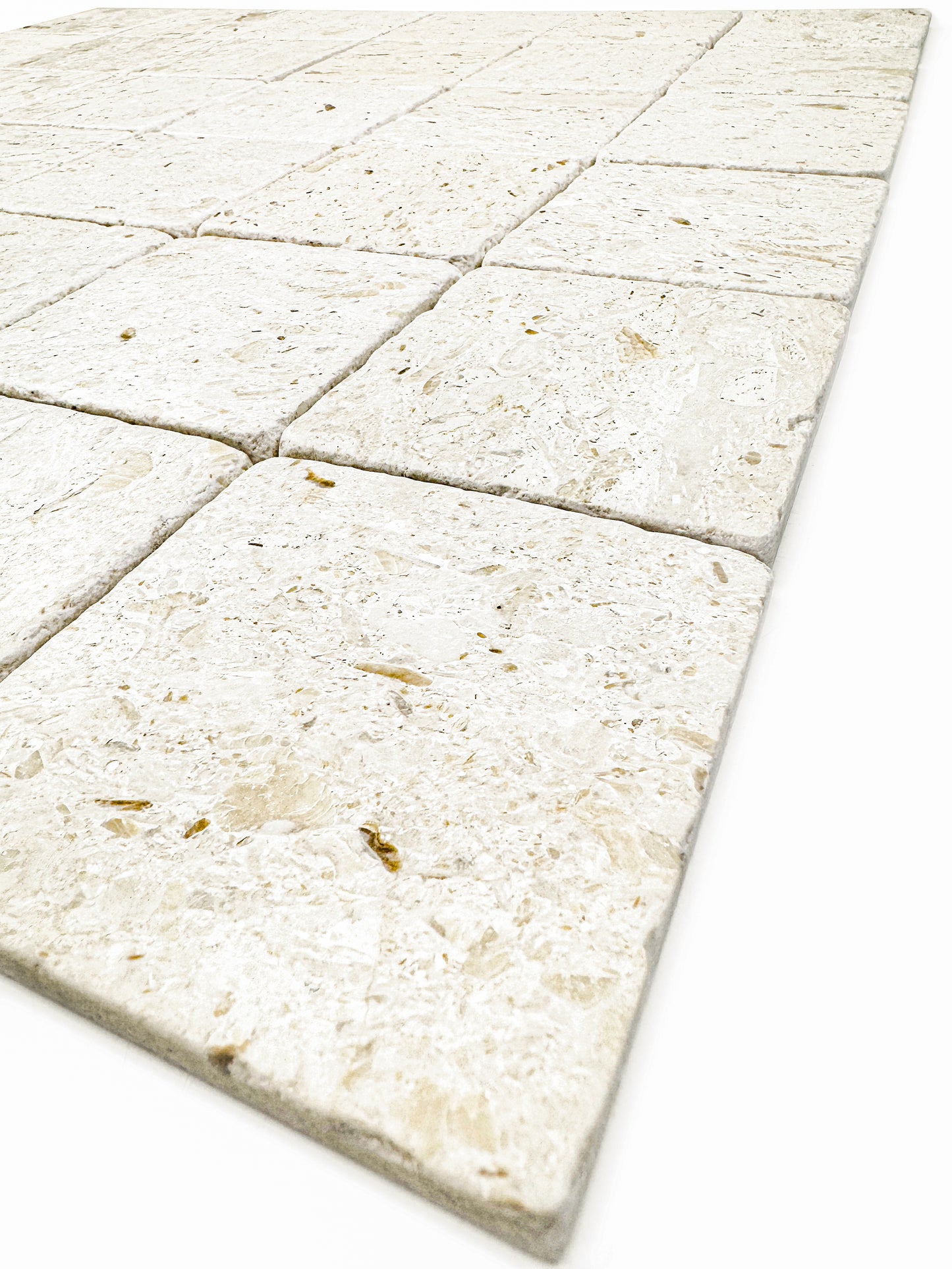 Rome Vestige Series Square Gold Fossil Marble Tumble & Brush Leather Surface Marble Tile