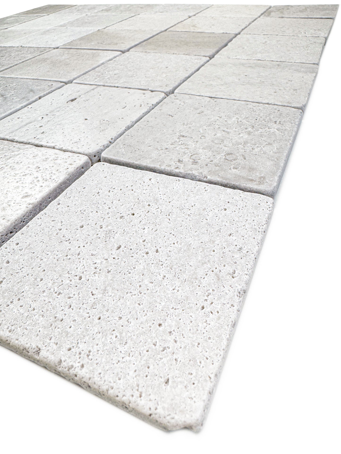 Rome Vestige Series Square Kwong Sal White Travertine Tumble & Brush Leather Surface Marble Tile
