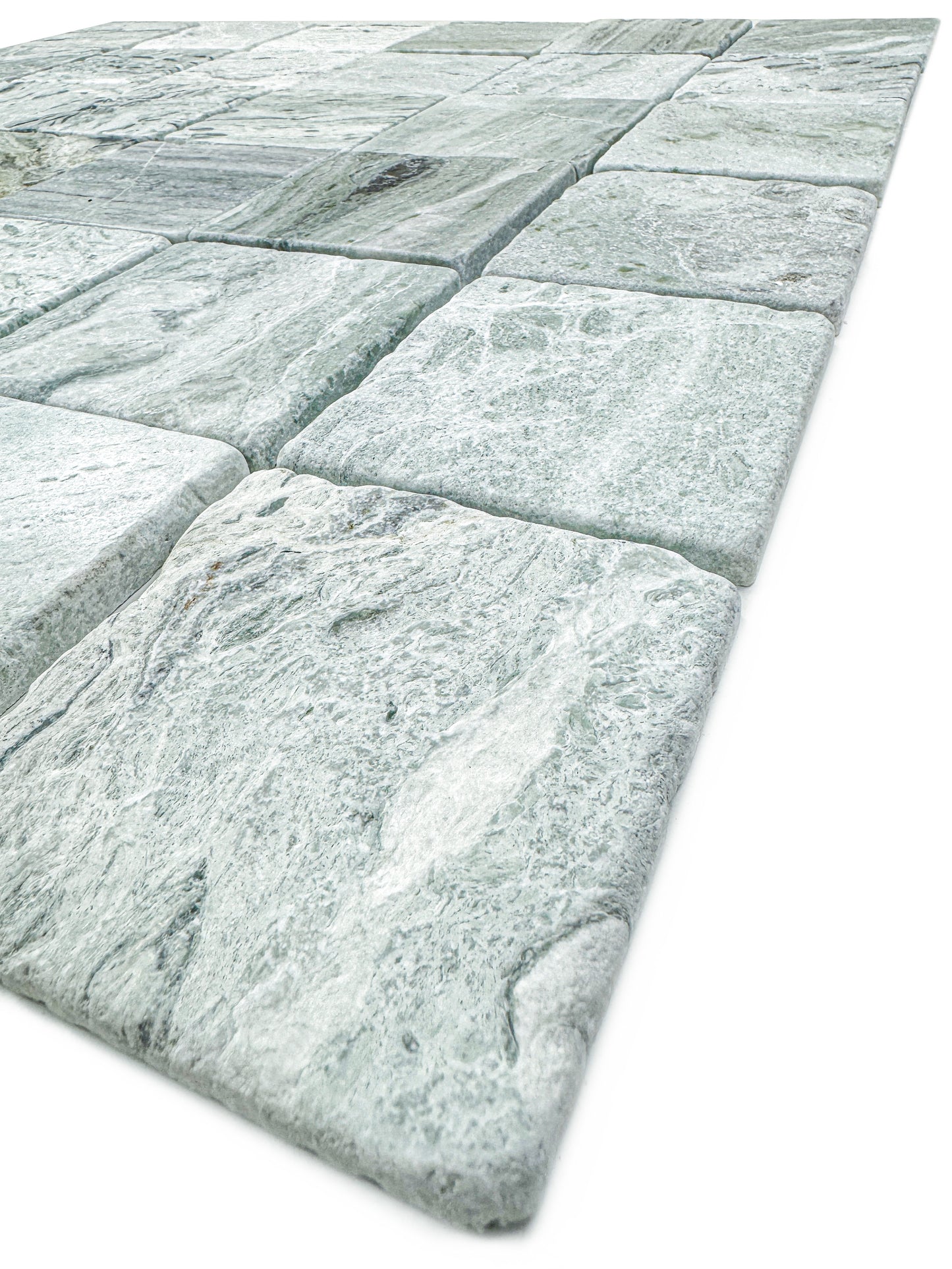 Rome Vestige Series Square Jade Green Marble Tumble & Brush Leather Surface Marble Tile