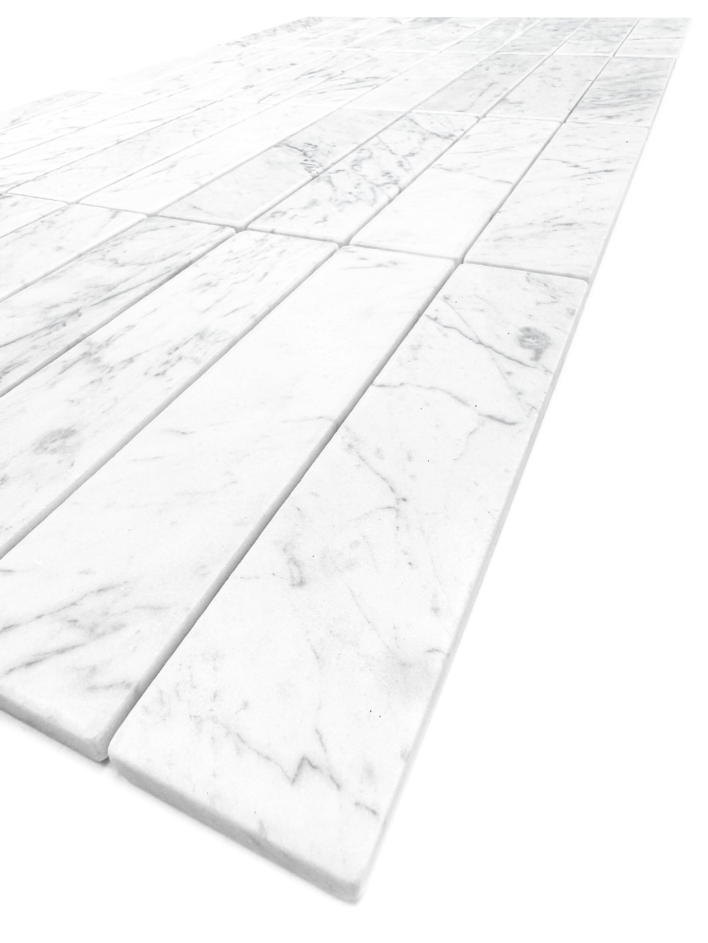 Rome Vestige Series Rectangle Carrara White Marble Tumble & Brush Leather Surface Marble Tile