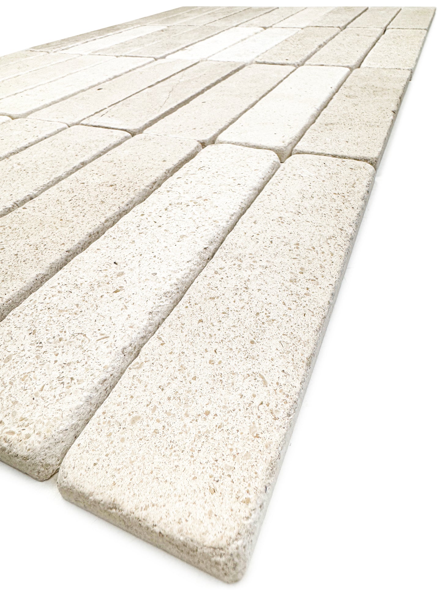 Rome Vestige Series Rectangle Moca Crema Limestone Tumble & Brush Leather Surface Marble Tile