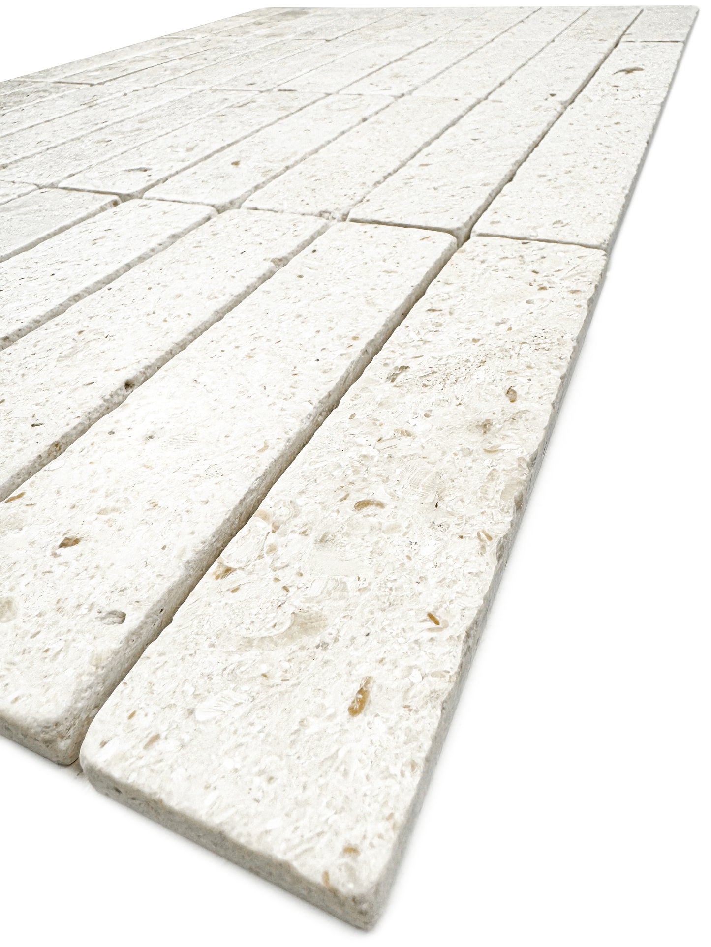 Rome Vestige Series Rectangle Gold Fossil Marble Tumble & Brush Leather Surface Marble Tile