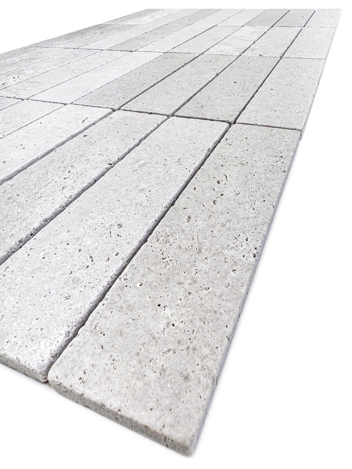 Rome Vestige Series Rectangle Kwong Sal White Travertine Tumble & Brush Leather Surface Marble Tile