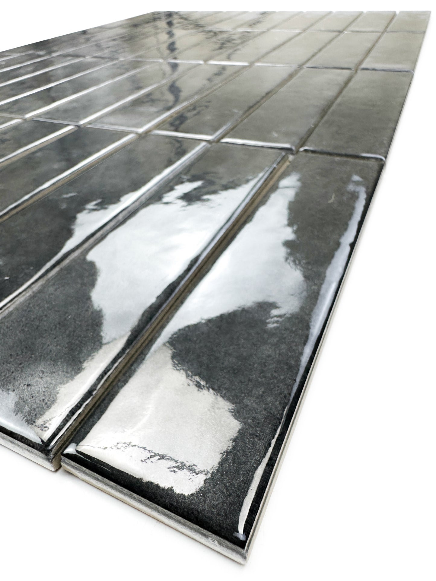 Positano Series Pebble Grey Glossy Porcelain Artisanal Tile
