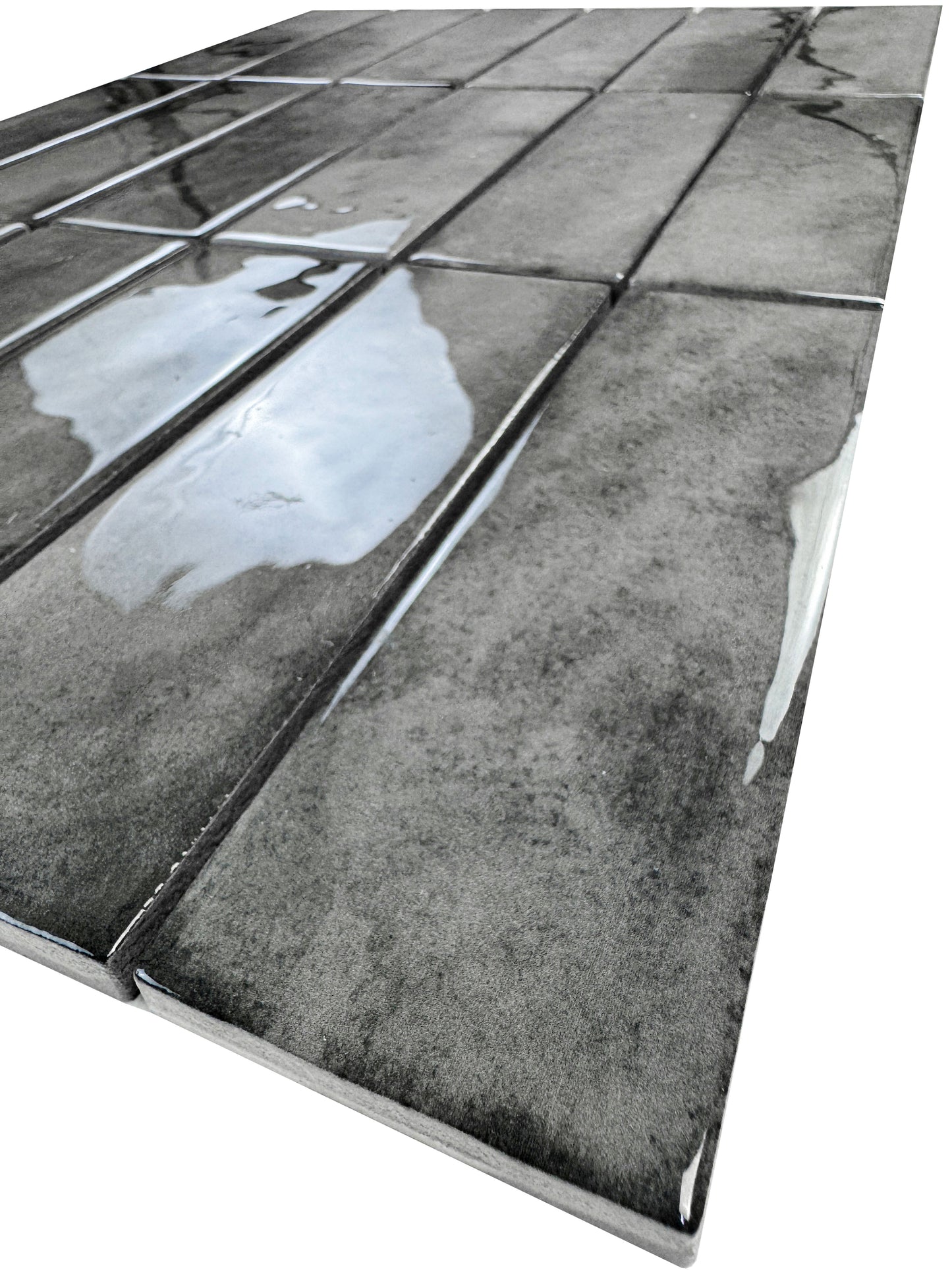 Milan Chromatic Series Cloud Grey Rectangle Glossy Porcelain Artisanal Tile