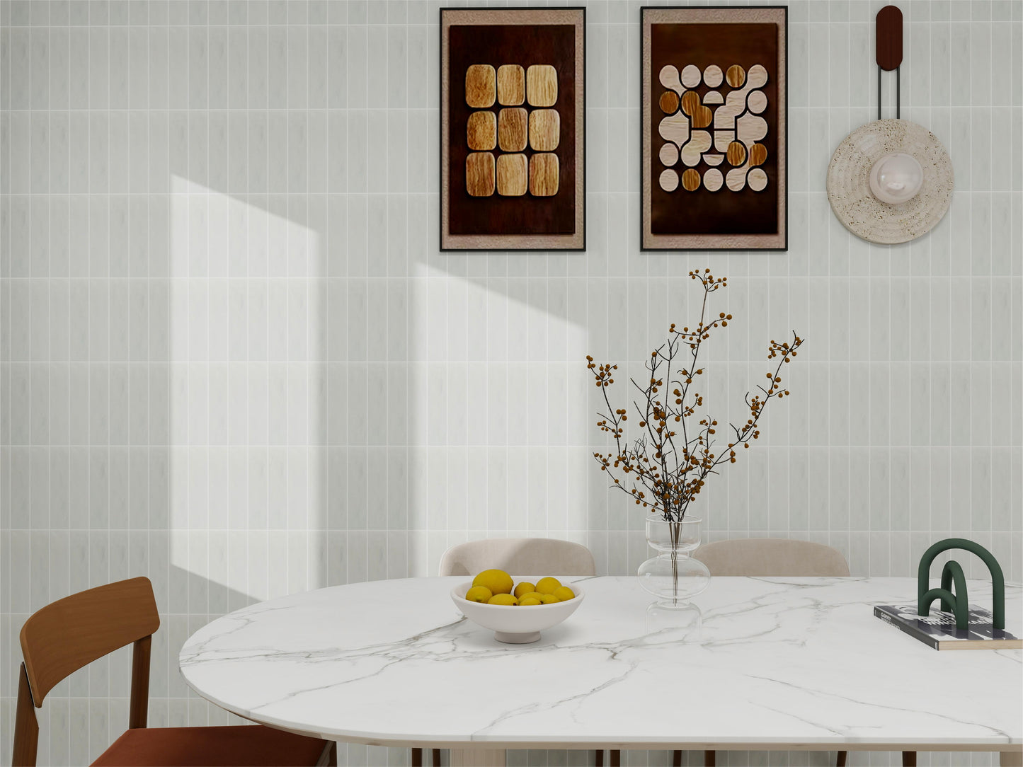 White Semimatte Pearlescent Ceramic Artisanal Tile
