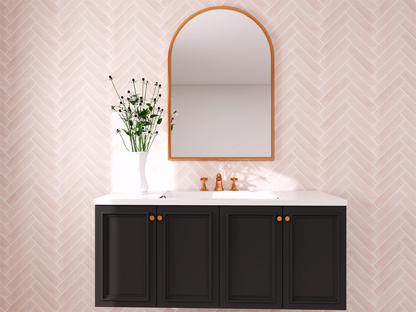 Light Pink Semimatte Pearlescent Ceramic Artisanal Tile