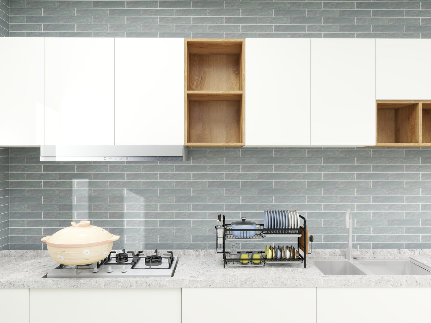 Grey Semimatte Pearlescent Ceramic Artisanal Tile