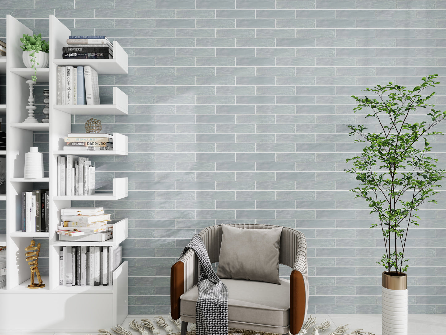 Grey Semimatte Pearlescent Ceramic Artisanal Tile