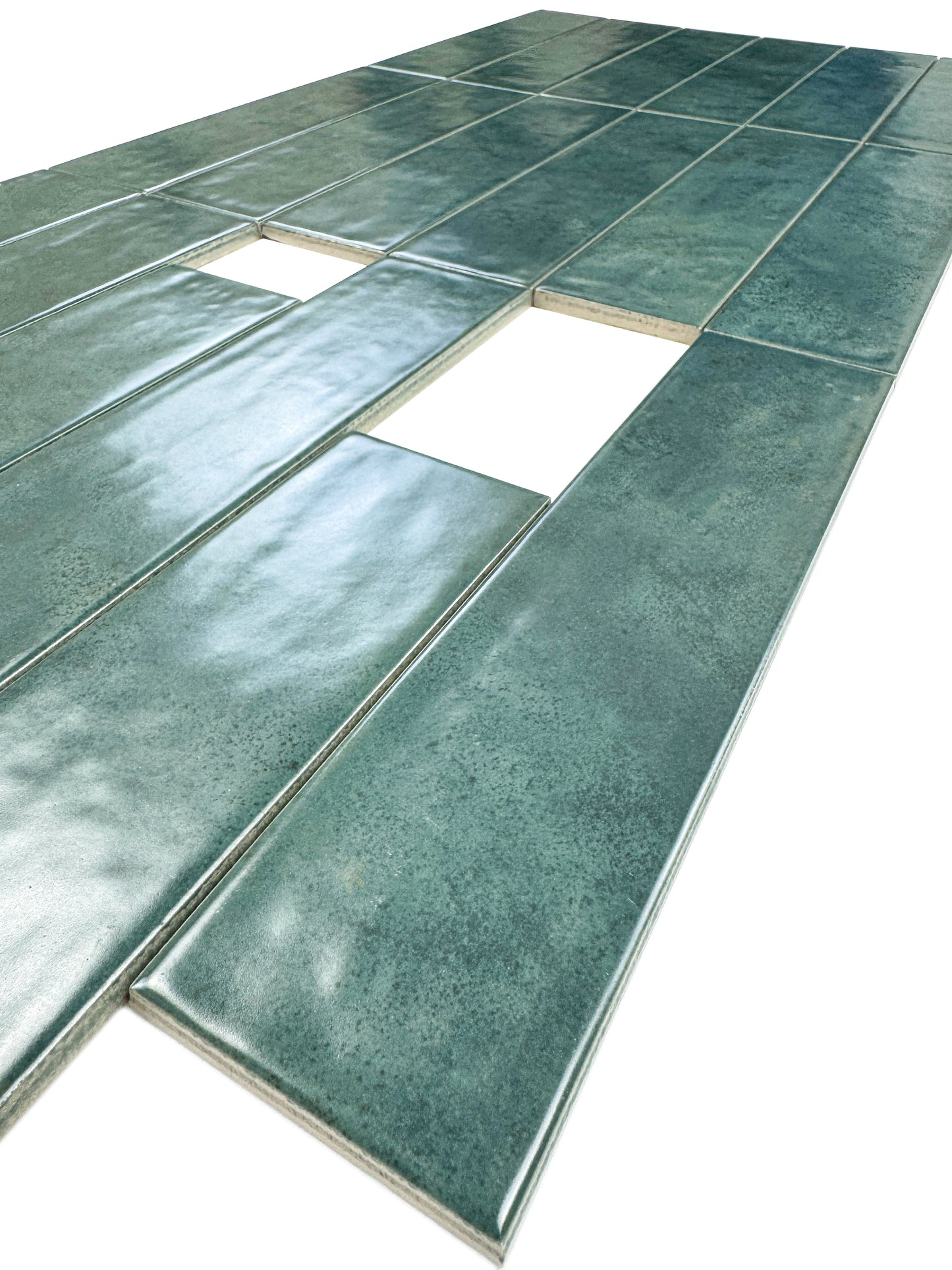 Aurora Vibes Series Dark Sea Green Semimatte Porcelain Artisanal Tile