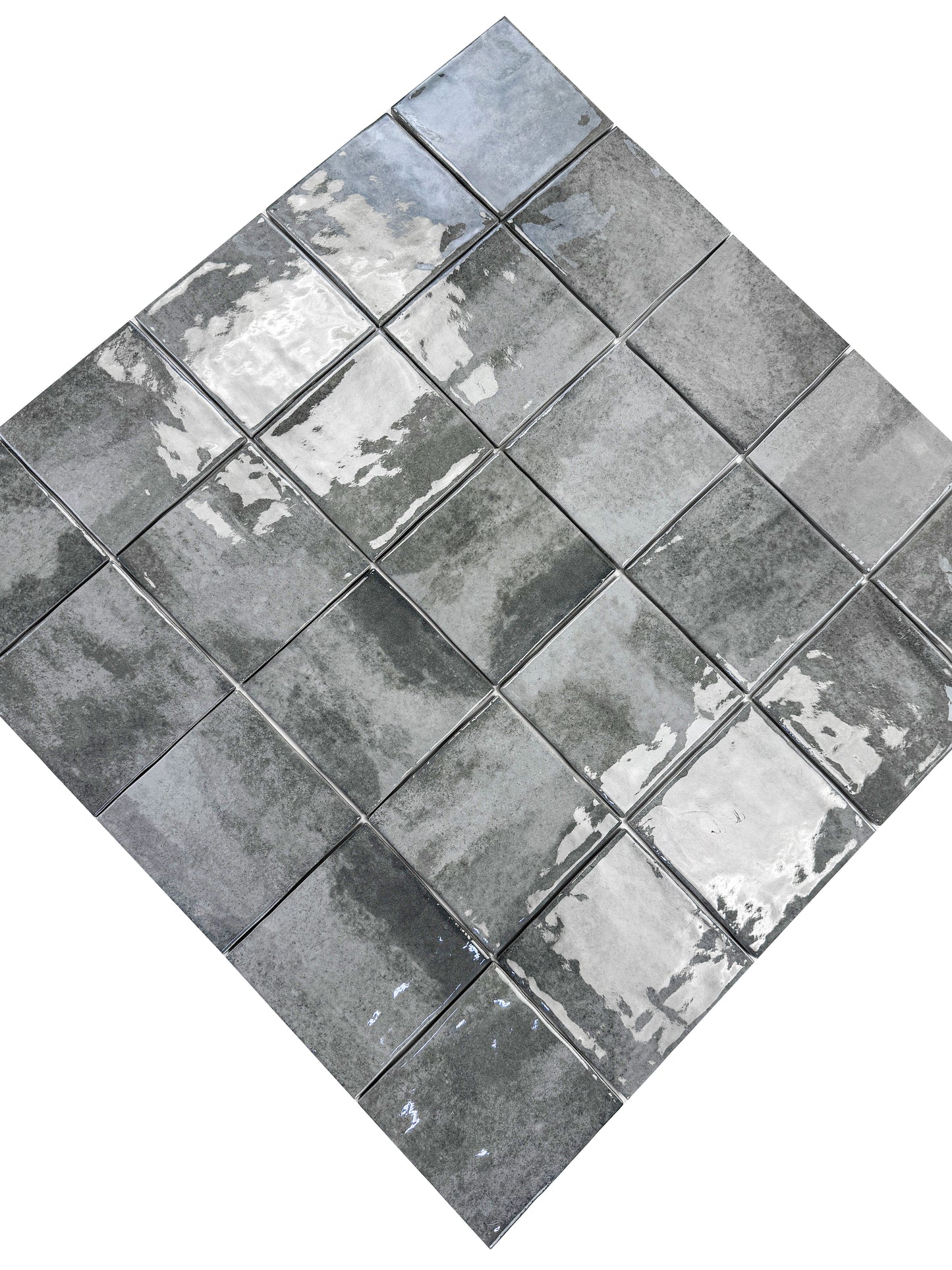 Milan Chromatic Series Cloud Grey Squre Glossy Porcelain Artisanal Tile