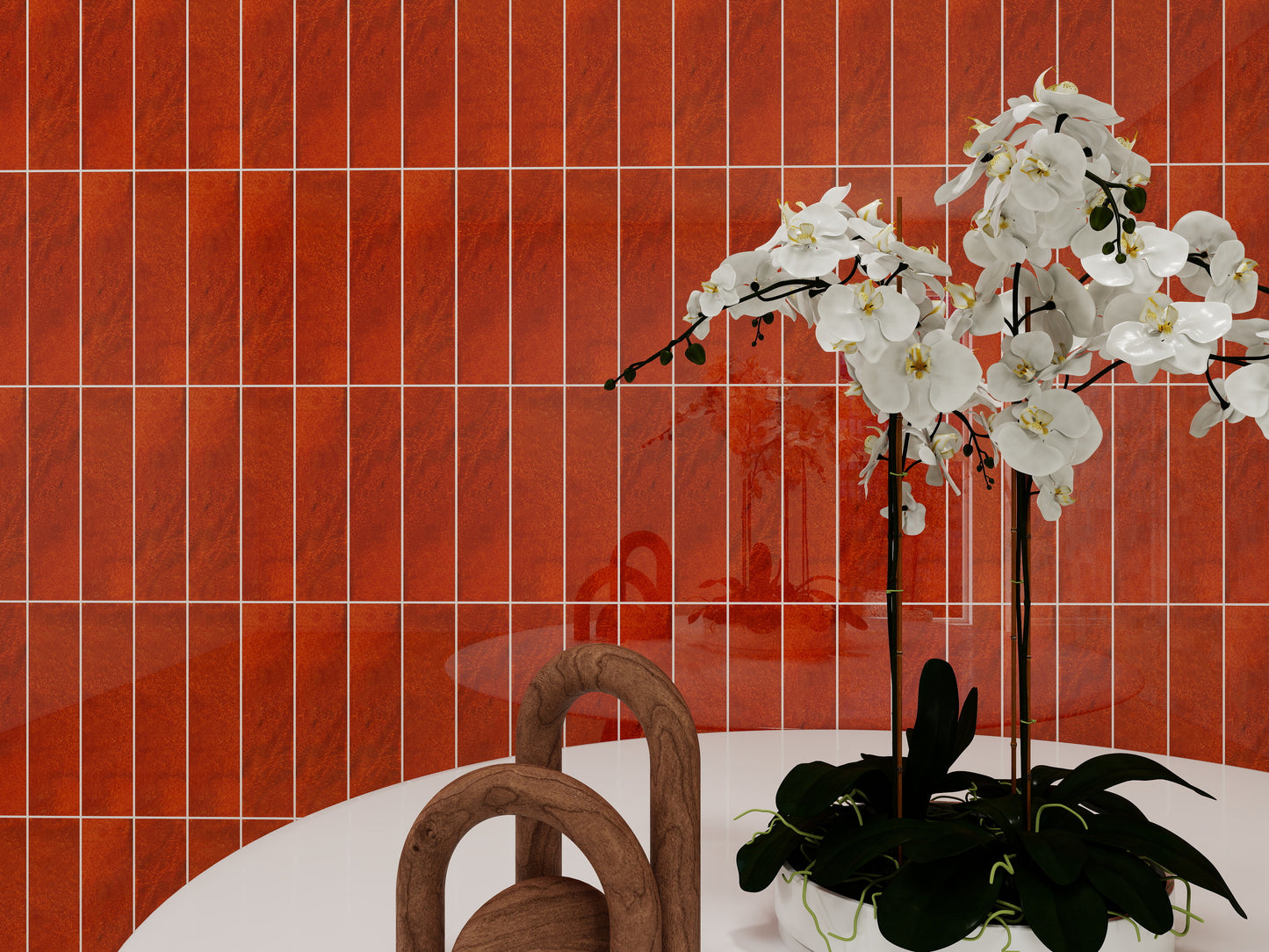 Lustre Vintage Maroon Red Glossy Ceramic Artisanal Tile