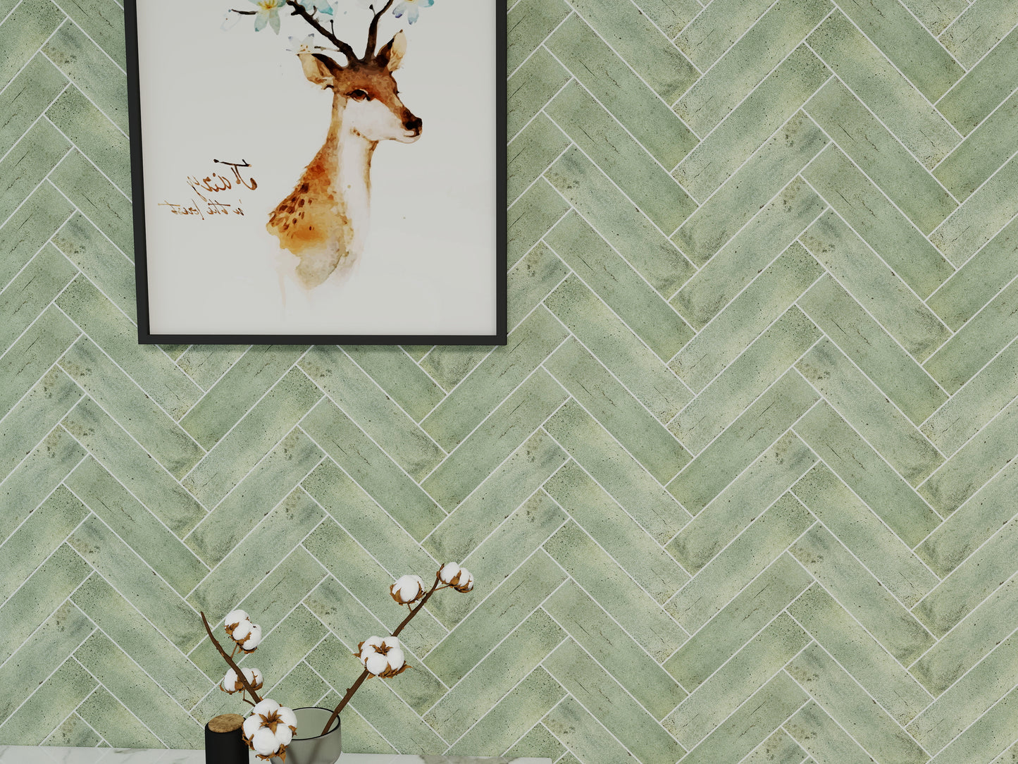Lustre Vintage Hunter Green Matte Ceramic Artisanal Tile