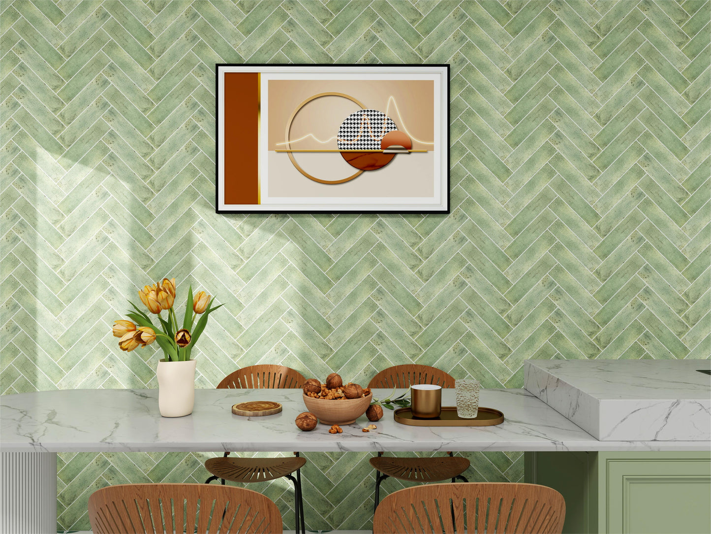 Lustre Vintage Hunter Green Matte Ceramic Artisanal Tile