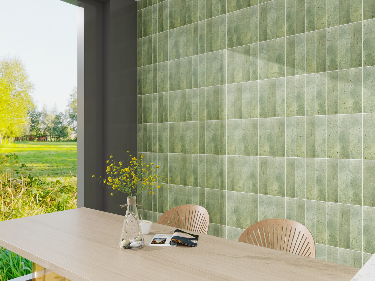 Lustre Vintage Hunter Green Matte Ceramic Artisanal Tile