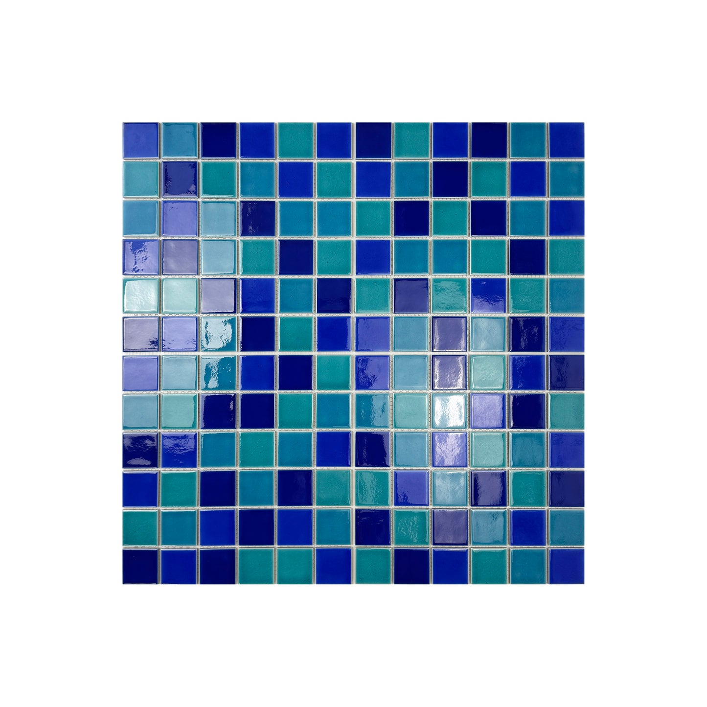 Oceanic Opal Series Tiffany Blue & Cyan Blue &Klein Blue & Indigo Blue Mixed Crackle Porcelain Mosaic