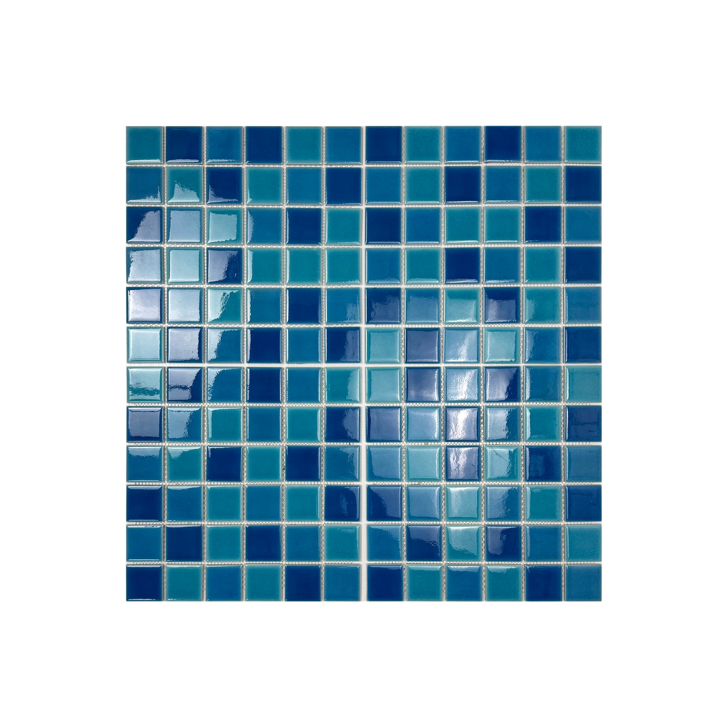 Oceanic Opal Series Cyan Blue & Navy Blue & Ultra Marine Blue Mixed Crackle Porcelain Mosaic