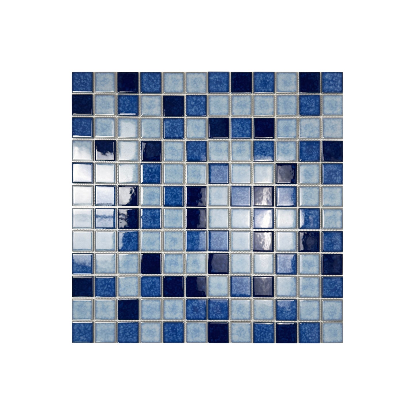 Midnight Splendor Series Powder Blue & Navy Blue & Prussian Blue Mixed Lightning Texture Crystalline Glazed Porcelain Mosaic
