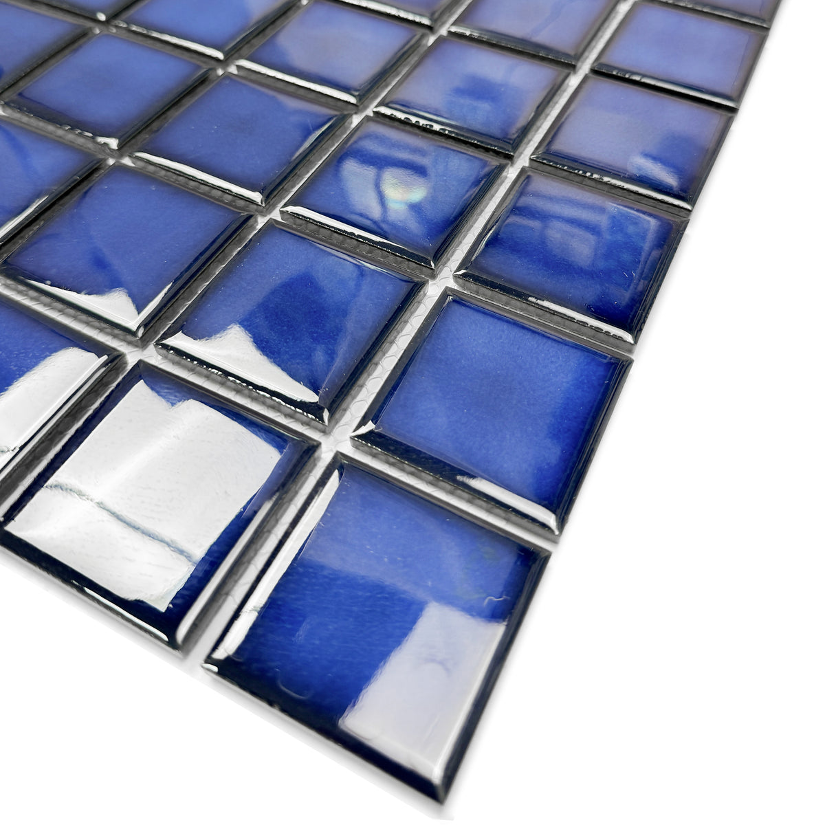 Midnight Splendor Series Navy Blue Plain Design Crystalline Glazed Porcelain Mosaic