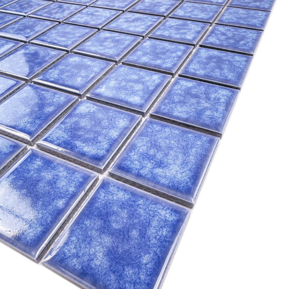 Midnight Splendor Series Ultra Marina Blue Iced Flower Texture Crystalline Glazed Porcelain Mosaic