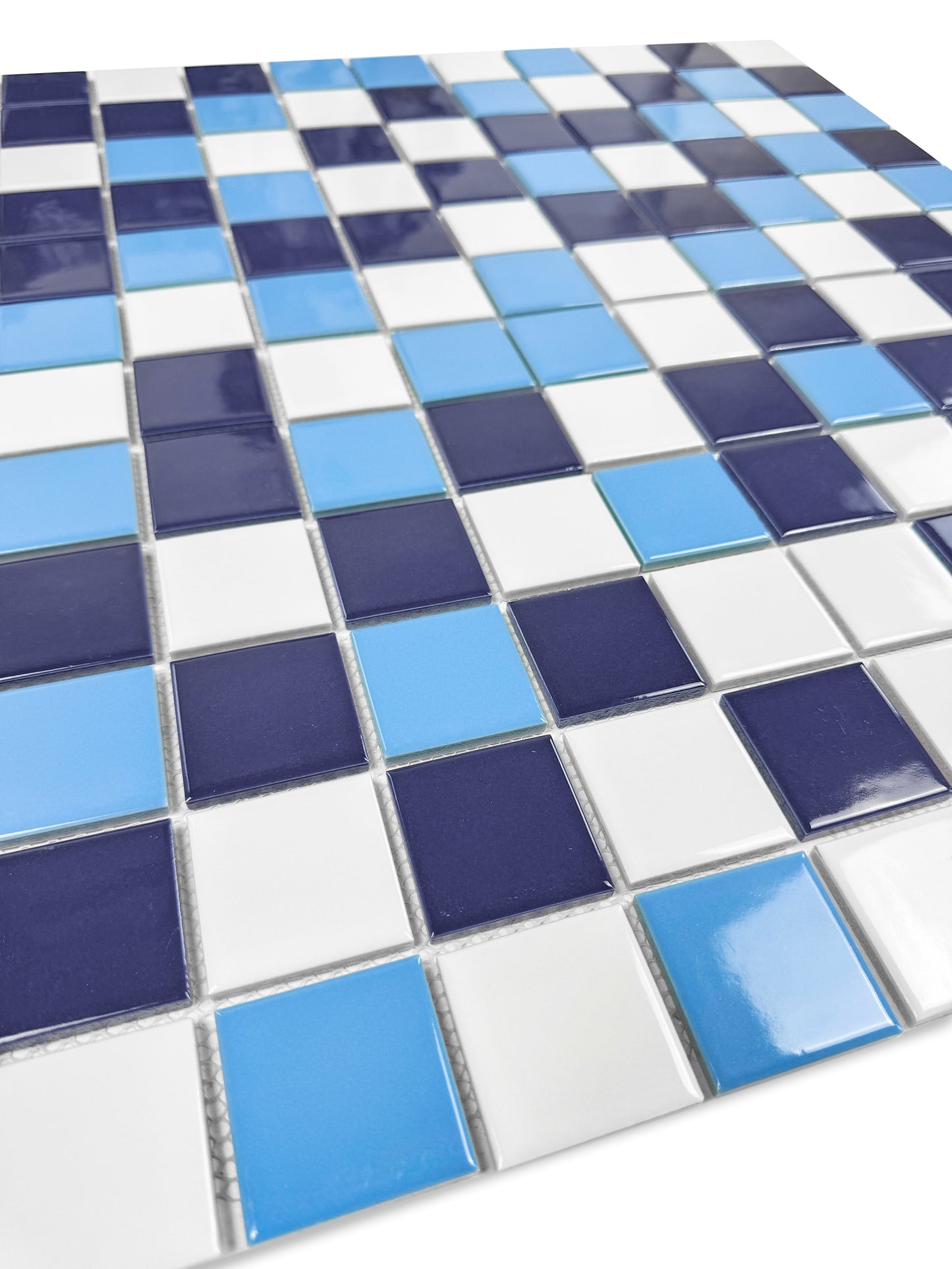 Azure Harmony White & Light Blue & Midnight Blue Mixed Ordinary Glazed Porcelain Mosaic