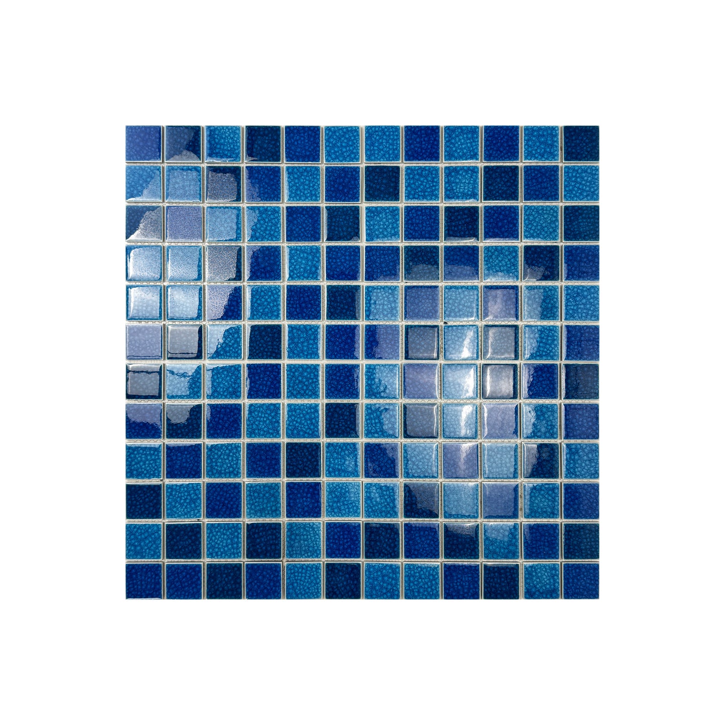 Oceanic Opal Series French Blue & Klein Blue & Navy Blue Mixed Double Crackle Porcelain Mosaic