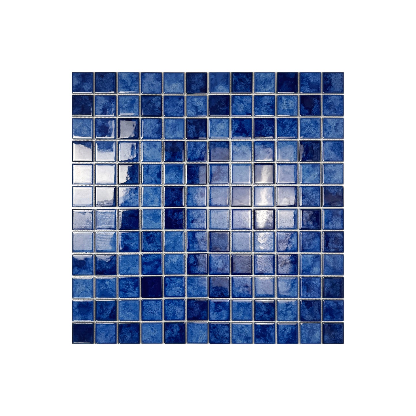 Midnight Splendor Series Sky Blue& Cobalt Blue & Navy Blue Mixed Iced Flower TextureCrystalline Glazed Porcelain Mosaic