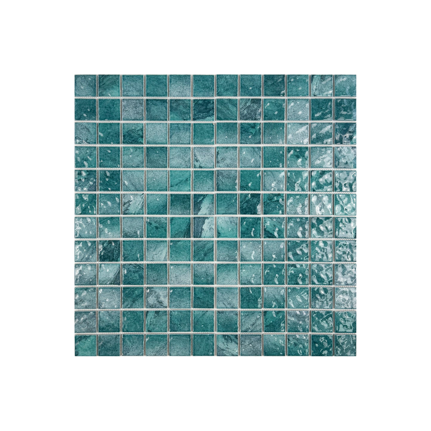 Serene Wave Forest Green Mable Design Porcelain Mosaic