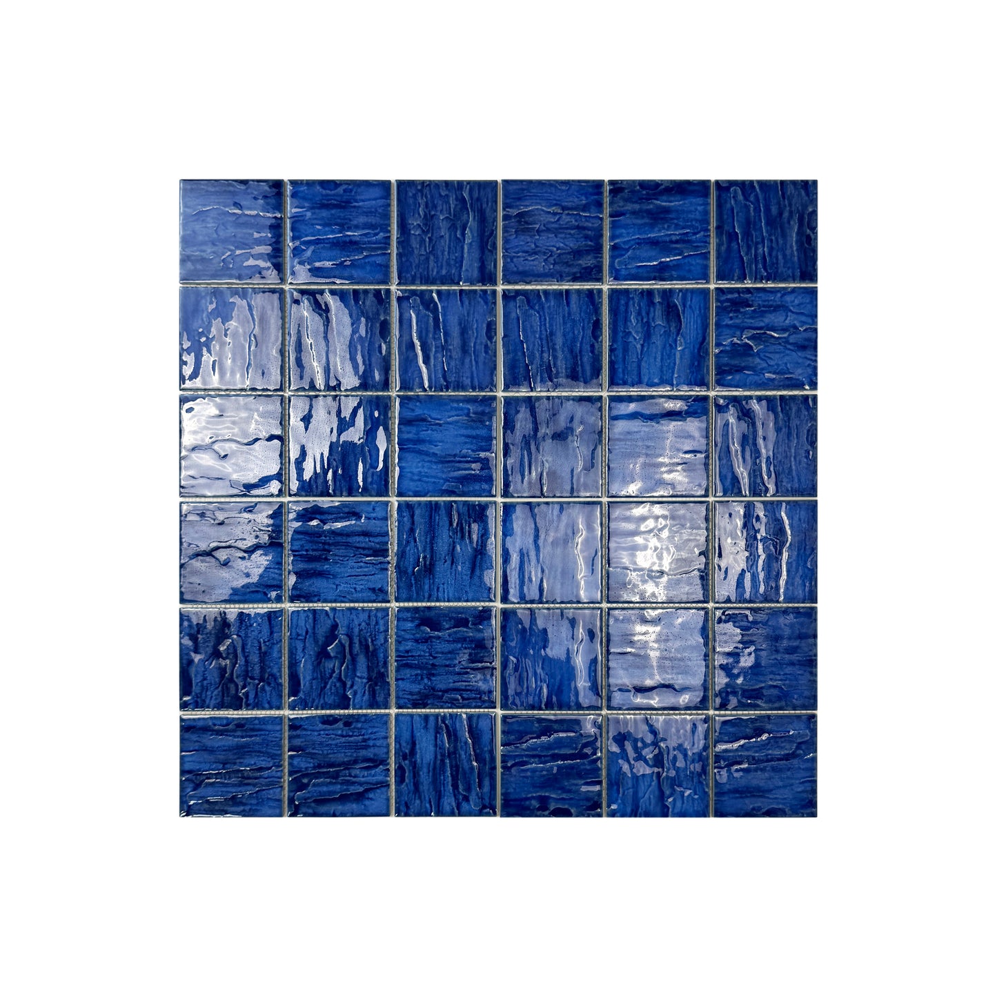 Serene Wave Navy Blue 3D Crystalline Glazed Porcelain Mosaic